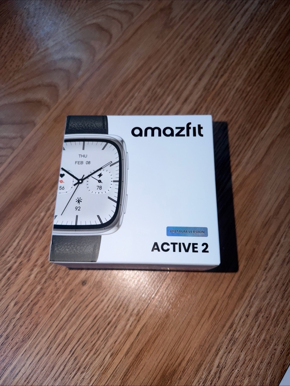 Amazfit Active 2 Premium Smart Watch (Square) 10 Day Battery, Black Leather NEW